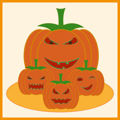 Happy Halloween. Orange pumpkins.  illustration 