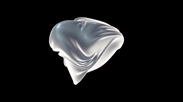 Metamorphosis of plastic form on a black background. Futuristic silver liquid substance drop
