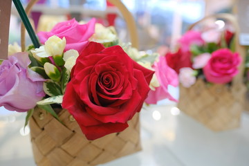 Romantic Flower bouquet arrangement with special pink red white rose