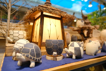 Traditional decoration with light lamp and cute turtle 