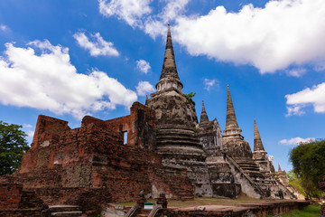 Fototapeta na wymiar old pagoda and blue sky background of Ayutthaya Thailand 