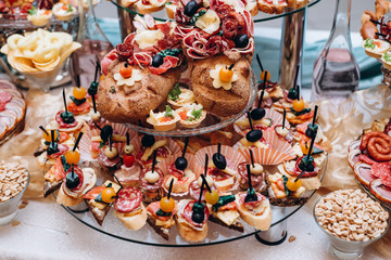 Holiday buffet with a variety of snacks