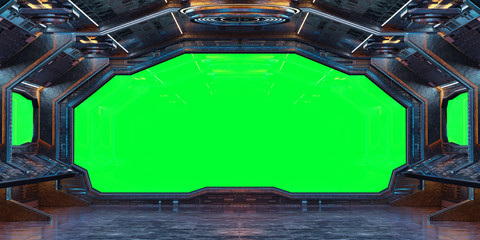 Grunge Spaceship interior background 3D rendering © sdecoret