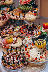 Fototapeta premium Holiday buffet with a variety of snacks