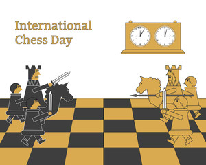Postcard International Chess Day. Vector illustration.