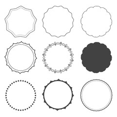 Set of nine design frames, borders, circles