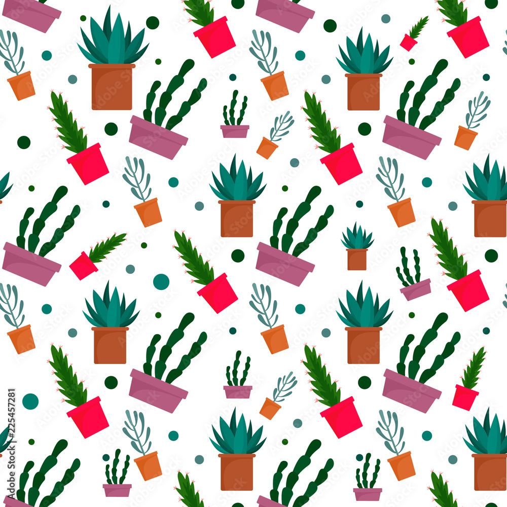 Poster succulent pattern. flat illustration of succulent vector pattern for web design