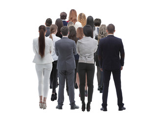Back view group of business people. Rear view. Isolated over white background.