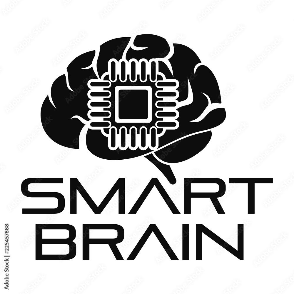 Poster smart brain logo. simple illustration of smart brain vector logo for web design isolated on white ba