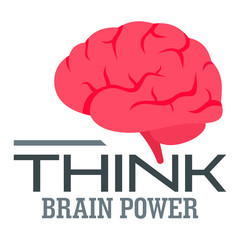 Think brain power logo. Flat illustration of think brain power vector logo for web design