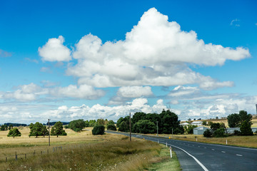landscape with road and clouds