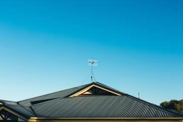 roof of house with blue sky 