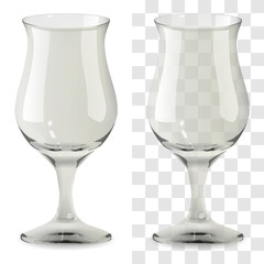 Vector realistic transparent and isolated whiskey tulip glass. Alcohol drink glass icon illustration