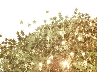 Glittering stars on white background
