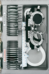 Ophthalmology Medical Equipment, Tools For Eyesight Exam Closeup