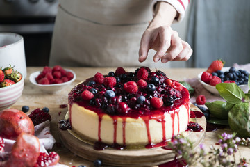 Fresh berry cheescake food photography recipe idea