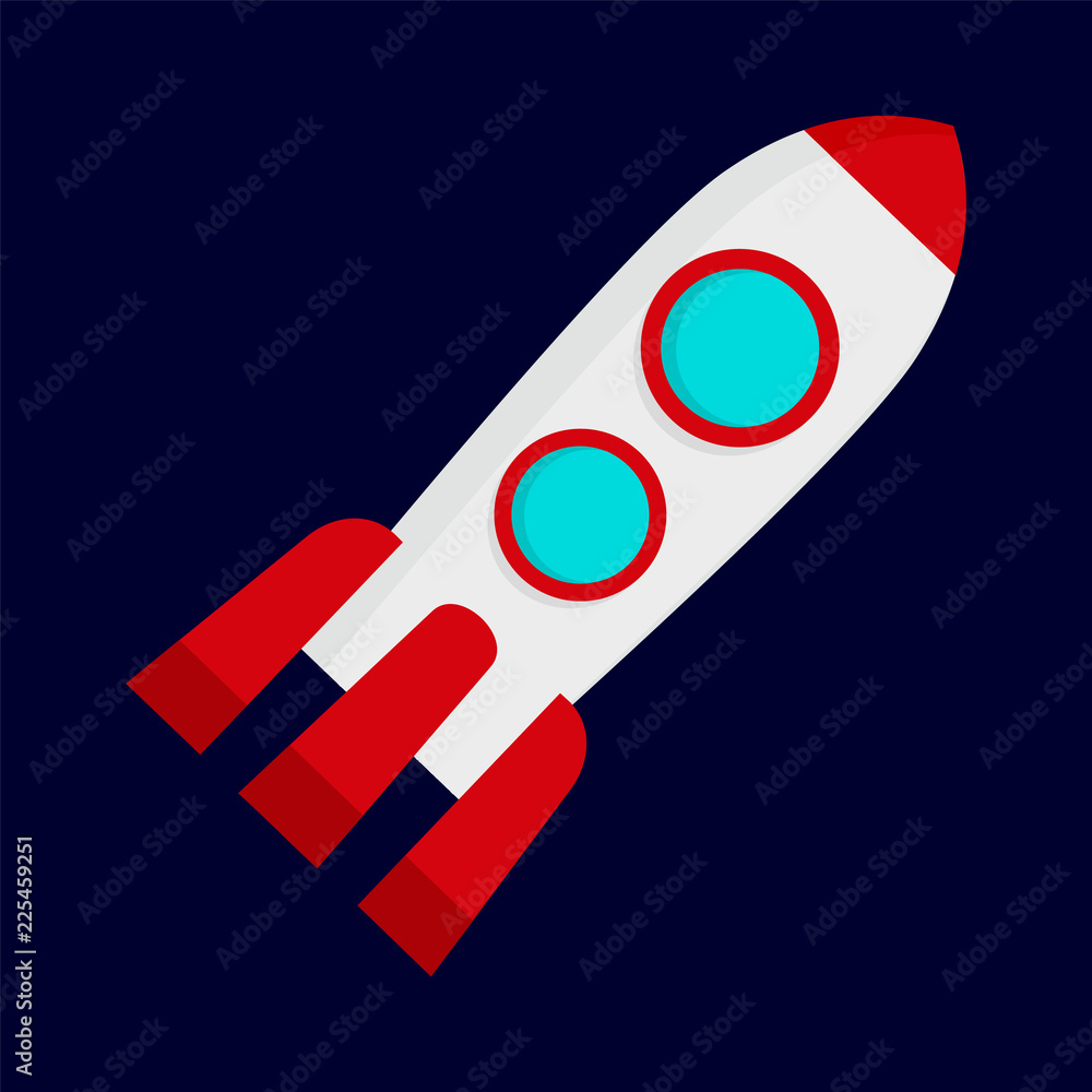 Poster space rocket icon. flat illustration of space rocket vector icon for web design