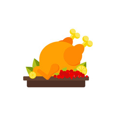 Vector Illustration. Roast turkey or chicken icon, flat isoleated illustration. Thanksgiving day dinner.