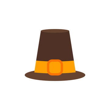 Vector Illustration. Pilgrim hat flat isolated icon. Thanksgiving symbol