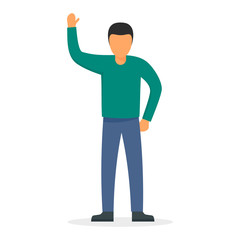 Man hand up icon. Flat illustration of man hand up vector icon for web design