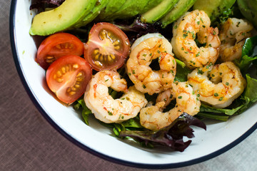 avocado and prawns vegetable  salad 