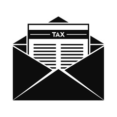 Tax mail icon. Simple illustration of tax mail vector icon for web design isolated on white background