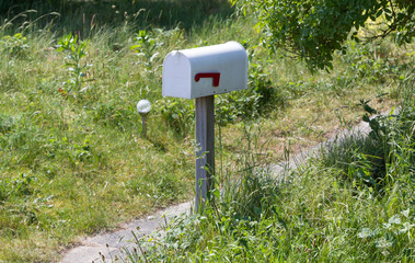 Rural mailbox on a metal post