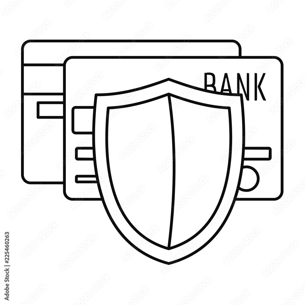 Poster protected credit card icon. outline protected credit card vector icon for web design isolated on whi