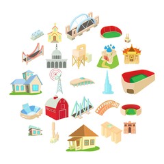 Building house icons set. Cartoon set of 25 building house vector icons for web isolated on white background