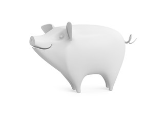 Blank model of a pig isolated on white background. 3d illustration.