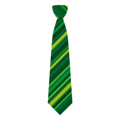 Green striped tie icon. Flat illustration of green striped tie vector icon for web design