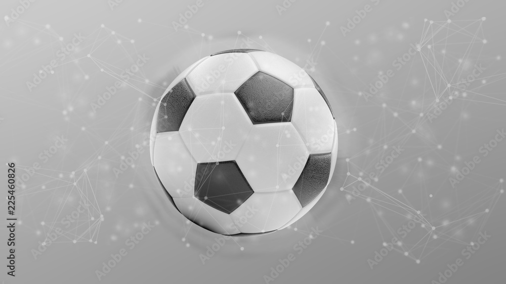 Poster football ball and connection isolated on a background 3d rendering
