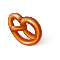 Soft pretzel icon. Realistic illustration of soft pretzel vector icon for web design isolated on white background