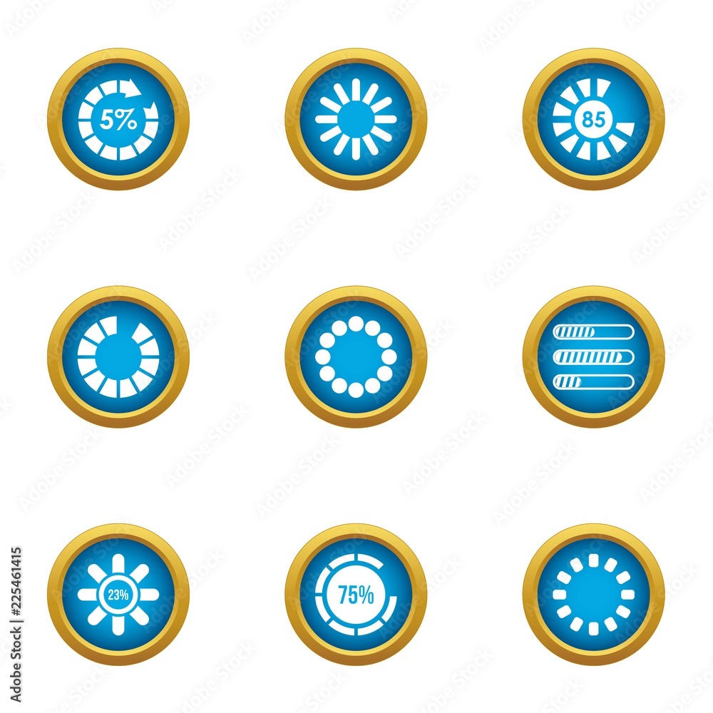 Poster full power icons set. flat set of 9 full power vector icons for web isolated on white background