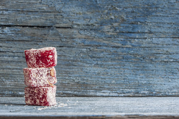 turkish delight with saffron,pomegranate and pistachio