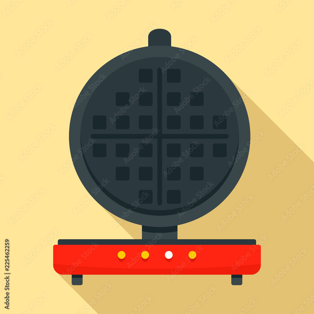 Poster round waffle machine icon. flat illustration of round waffle machine vector icon for web design