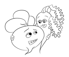 Healthy food vegetables beets and carrots silhouette template for coloring book