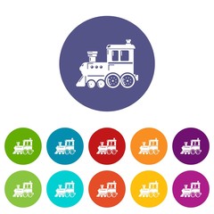 Locomotive icons color set vector for any web design on white background
