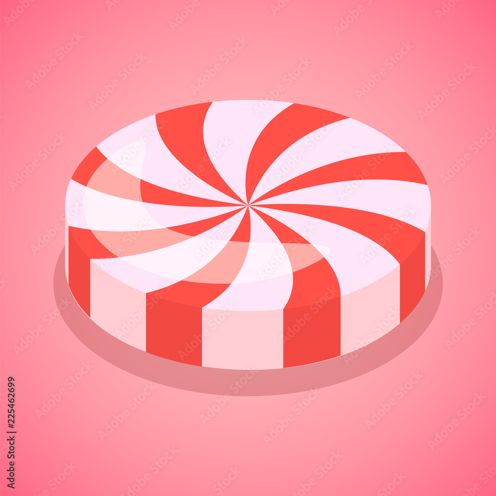 Poster red candy swirl icon. isometric of red candy swirl vector icon for web design isolated on white back