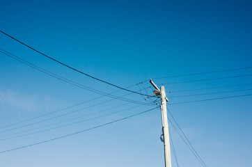 power lines and blue sky