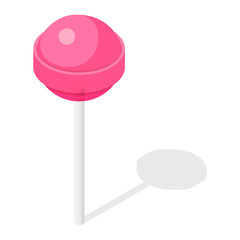 Pink lollipop icon. Isometric of pink lollipop vector icon for web design isolated on white background