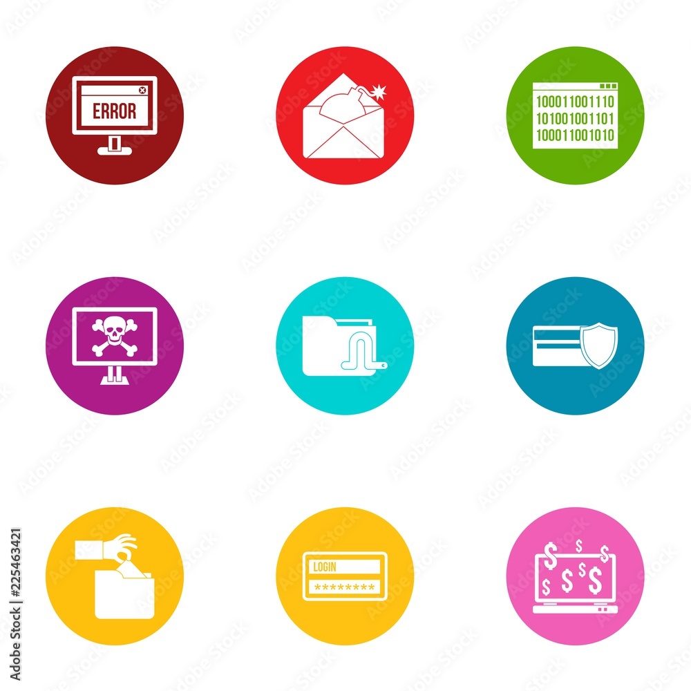 Poster inaccuracy icons set. flat set of 9 inaccuracy vector icons for web isolated on white background
