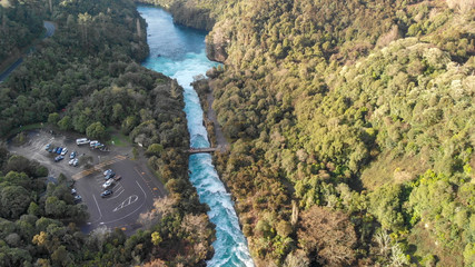 Aerial panoramic view of Huka Falls landscape, Taupo - New Zealand