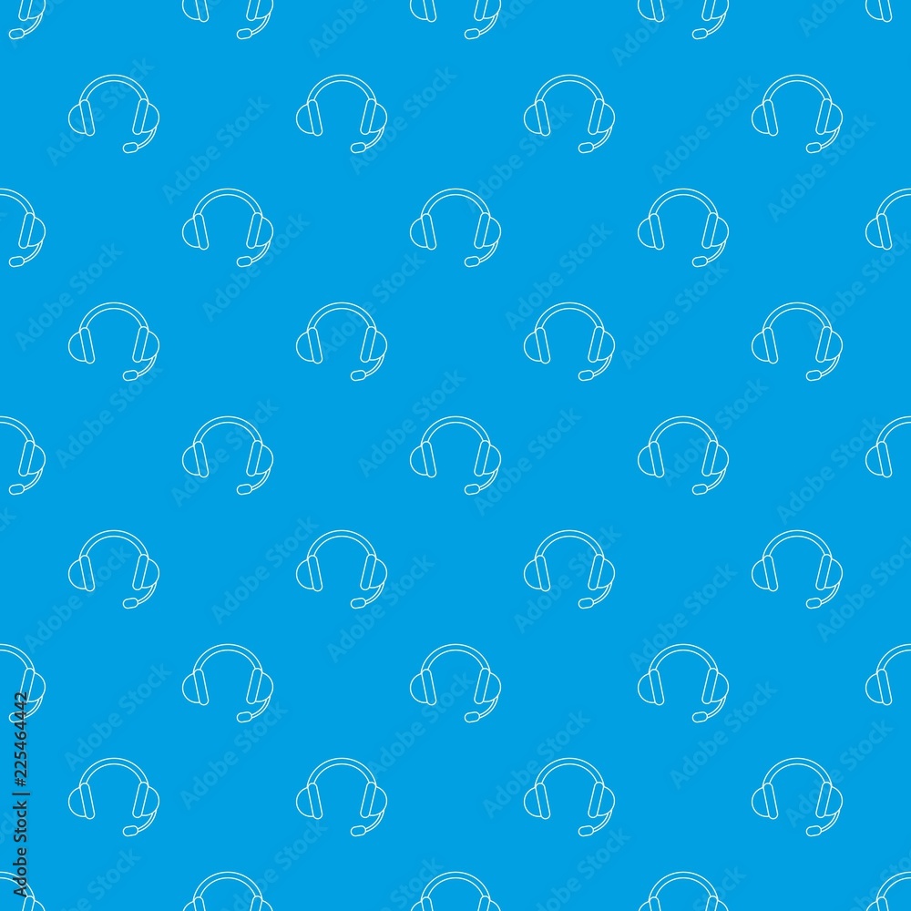 Poster headset pattern vector seamless blue repeat for any use