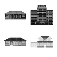 Isolated object of building and front icon. Set of building and roof stock vector illustration.
