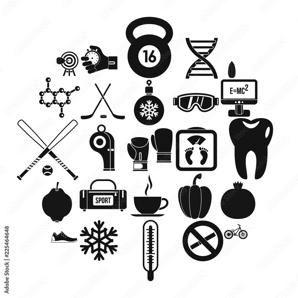 Poster without bad habbits icons set. simple set of 25 without bad habbits vector icons for web isolated on