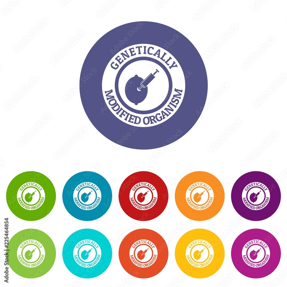 Poster gmo citrus icons color set vector for any web design on white background