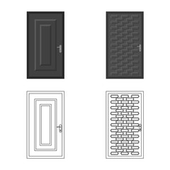 Vector illustration of door and front icon. Set of door and wooden stock symbol for web.