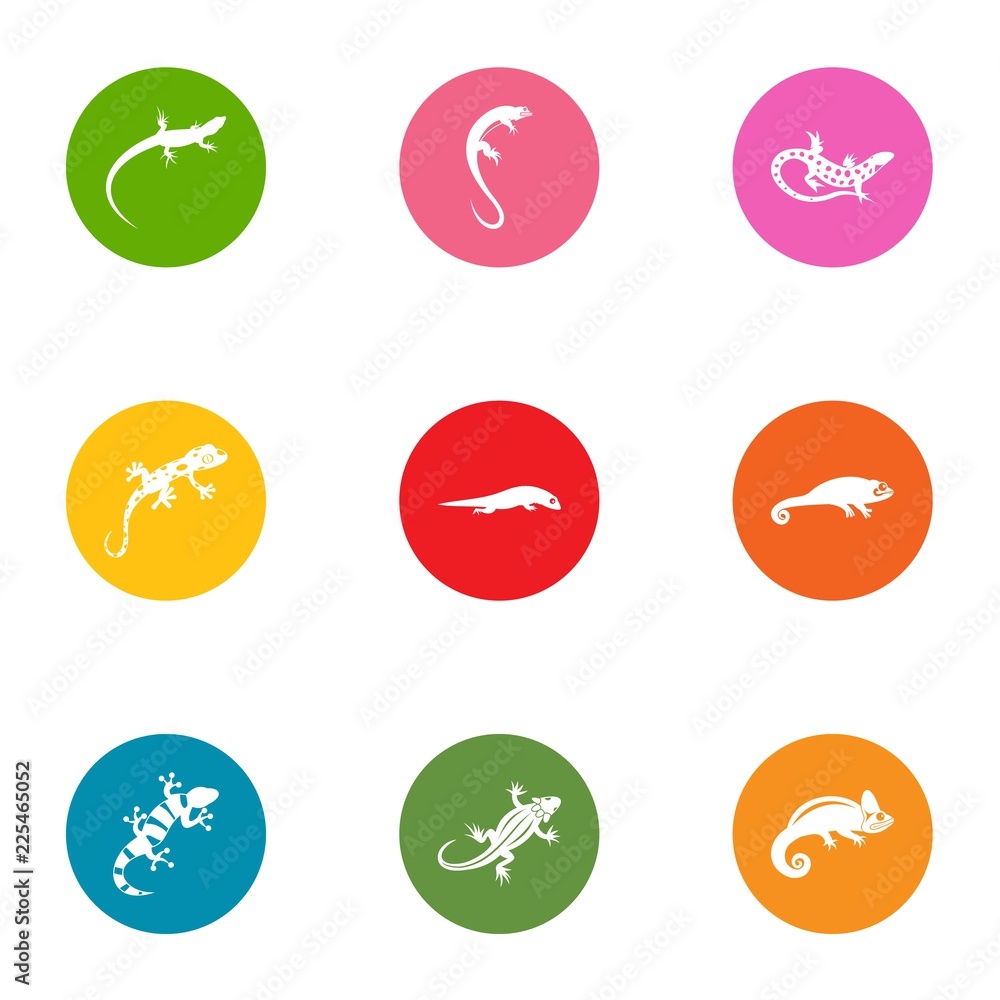 Poster viviparous lizard icons set. flat set of 9 viviparous lizard vector icons for web isolated on white 