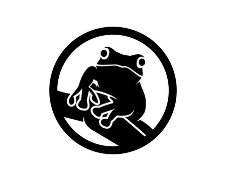 Silhouette Animal Frog Sign Symbol Icon Circle Logo Vector